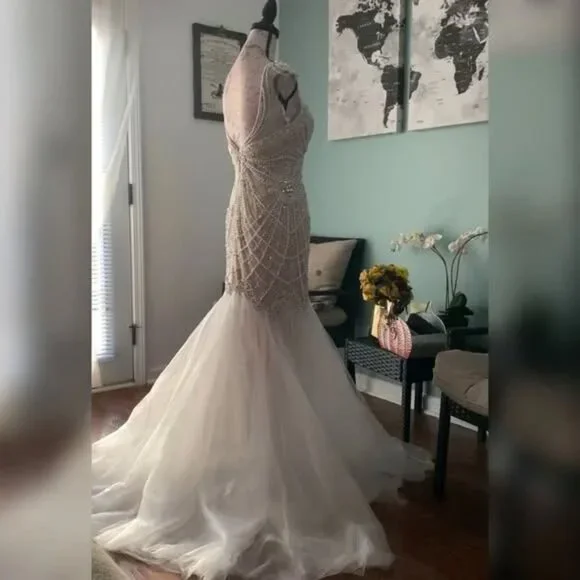 Sherri Hill mermaid wedding dress, pageant evening gown or prom dress - Picture 4 of 5